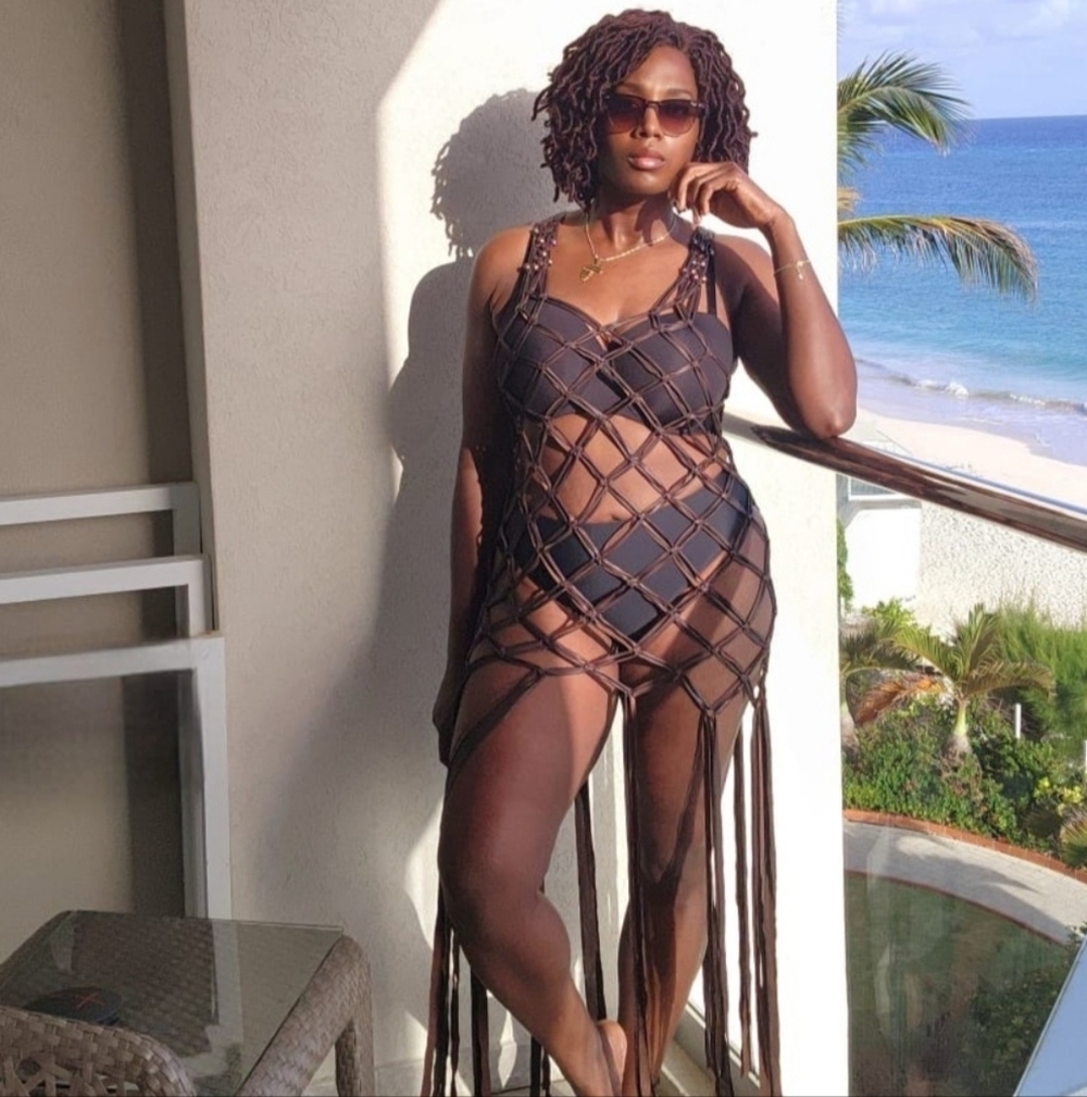 Chic Brown Net Overlay Dress Macrame. Handmade. Does Not Come With Under Dress